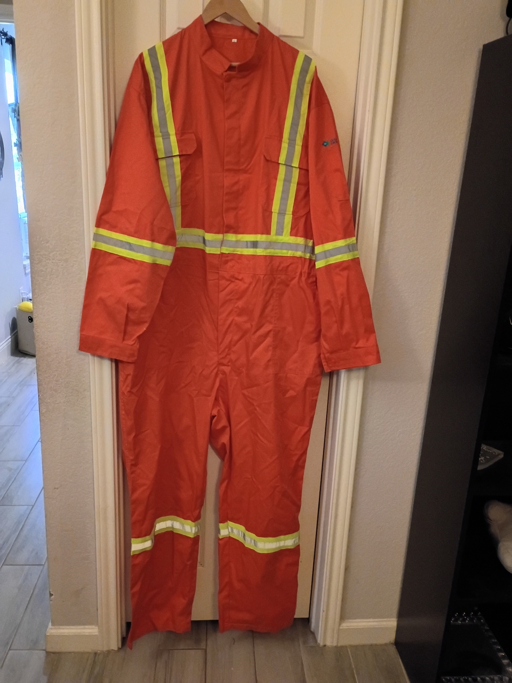 Men's High-Visibility Orange Safety Coverall Bodysuit Size 4XL
